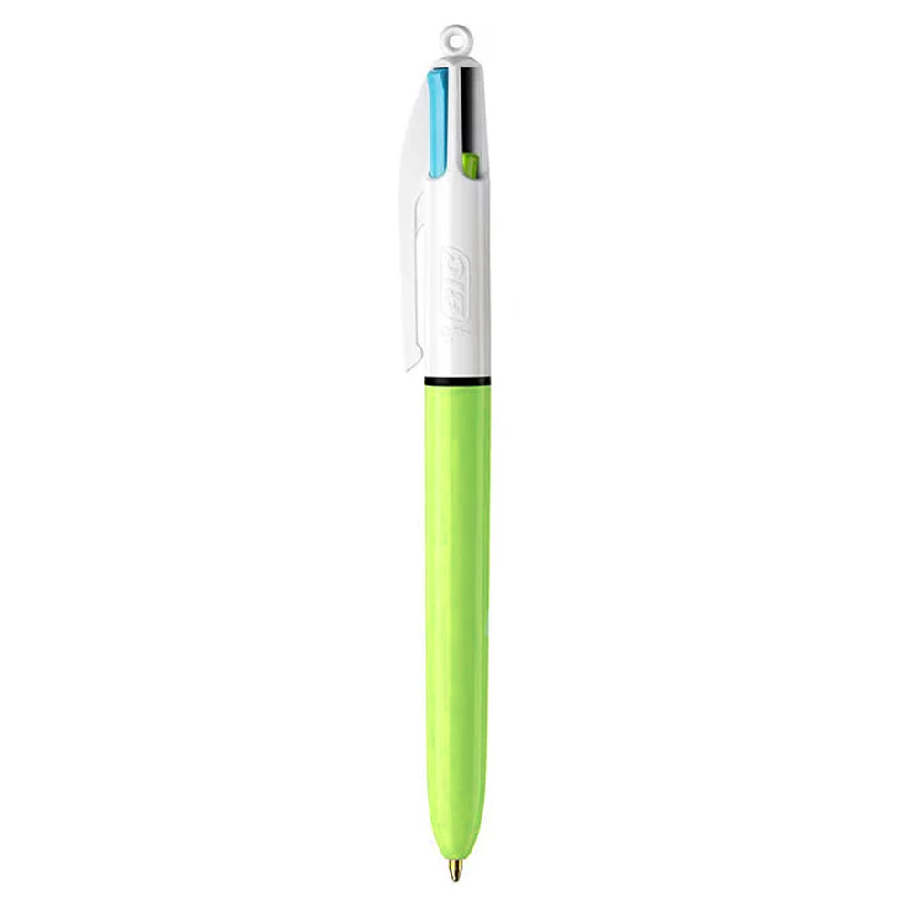 Stylo BIC 4 Couleurs Design Botanique – Bleu, Noir, Rouge, Vert, Ergonomique, Avec Clip